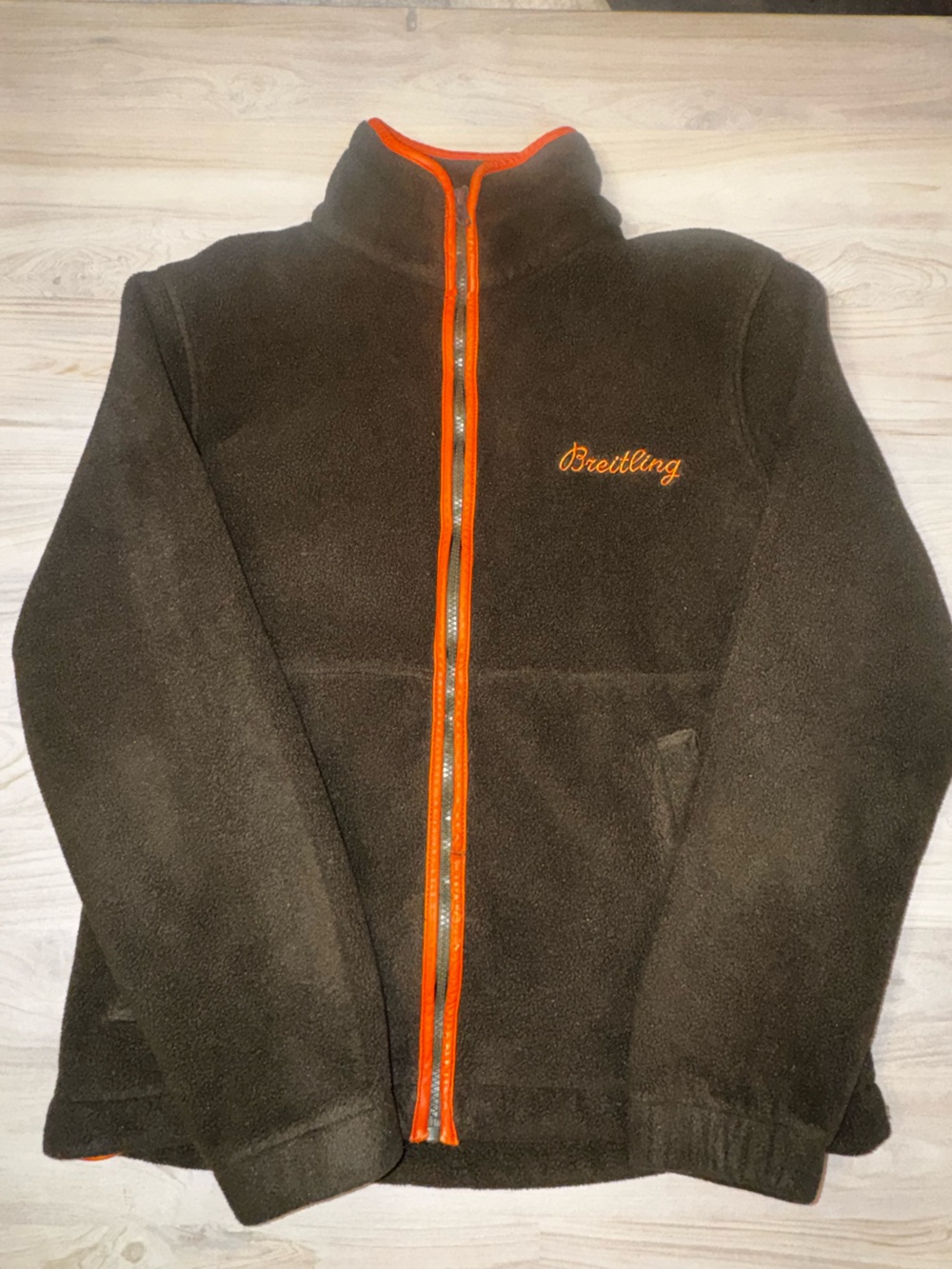 Breitling Dark Brown Fleece Jacket with Orange Accents
